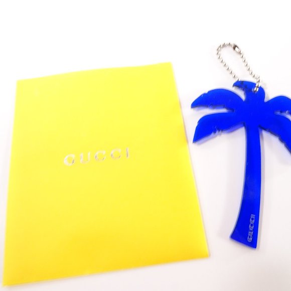Gucci Blue Lucite Palm Tree Keychain in bag - Picture 2 of 15